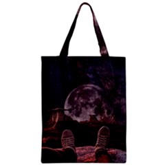 In The Cosmos Moon Sci-fi Space Sky Zipper Classic Tote Bag by Cendanart