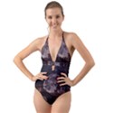 In The Cosmos Moon Sci-fi Space Sky Halter Cut-Out One Piece Swimsuit View1