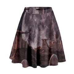 In The Cosmos Moon Sci-fi Space Sky High Waist Skirt by Cendanart