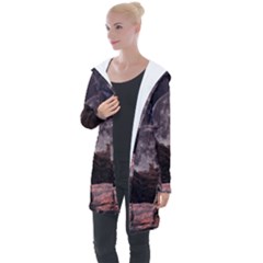 In The Cosmos Moon Sci-fi Space Sky Longline Hooded Cardigan by Cendanart