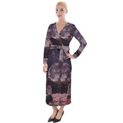 In The Cosmos Moon Sci-fi Space Sky Velvet Maxi Wrap Dress by Cendanart