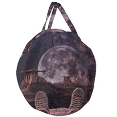 In The Cosmos Moon Sci-fi Space Sky Giant Round Zipper Tote by Cendanart