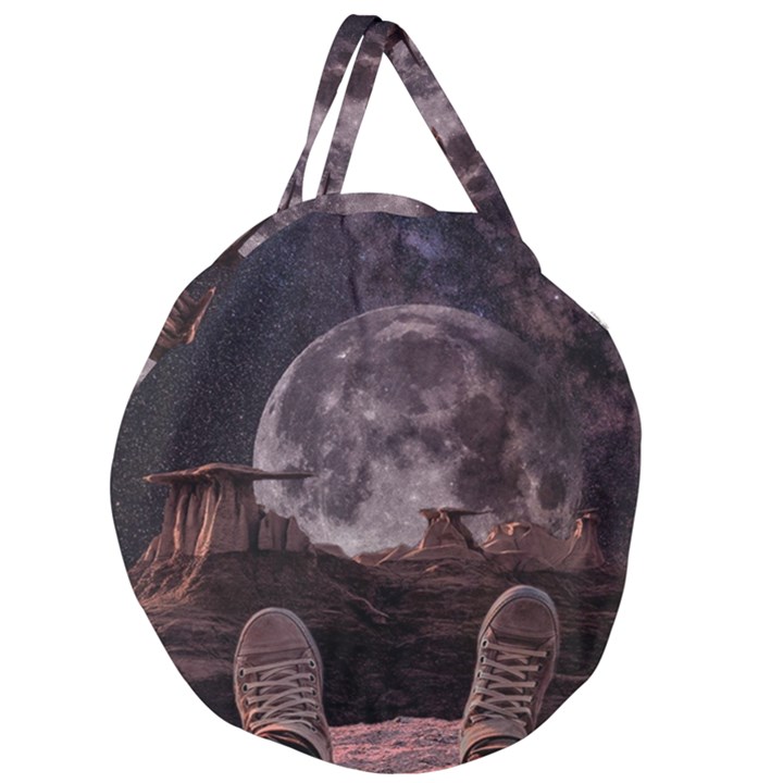 In The Cosmos Moon Sci-fi Space Sky Giant Round Zipper Tote