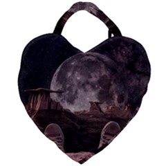 In The Cosmos Moon Sci-fi Space Sky Giant Heart Shaped Tote by Cendanart