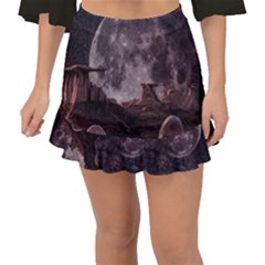 In The Cosmos Moon Sci-fi Space Sky Fishtail Mini Chiffon Skirt by Cendanart