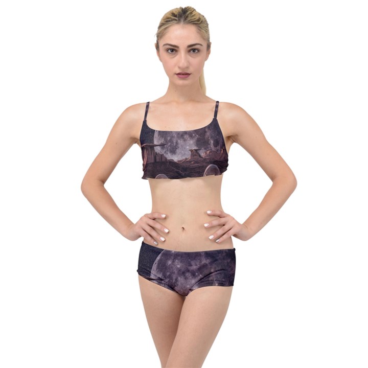 In The Cosmos Moon Sci-fi Space Sky Layered Top Bikini Set