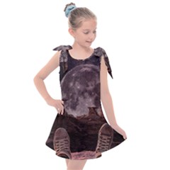 In The Cosmos Moon Sci-fi Space Sky Kids  Tie Up Tunic Dress by Cendanart