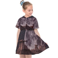 In The Cosmos Moon Sci-fi Space Sky Kids  Sailor Dress by Cendanart