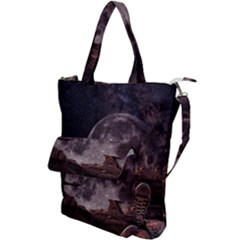 In The Cosmos Moon Sci-fi Space Sky Shoulder Tote Bag by Cendanart