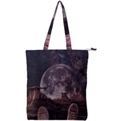 In The Cosmos Moon Sci-fi Space Sky Double Zip Up Tote Bag by Cendanart