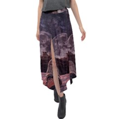 In The Cosmos Moon Sci-fi Space Sky Velour Split Maxi Skirt by Cendanart