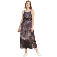 In The Cosmos Moon Sci-fi Space Sky Boho Sleeveless Summer Dress by Cendanart