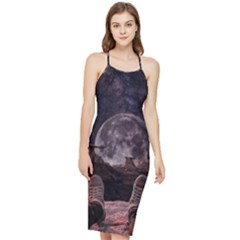 In The Cosmos Moon Sci-fi Space Sky Bodycon Cross Back Summer Dress by Cendanart