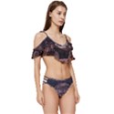 In The Cosmos Moon Sci-fi Space Sky Ruffle Edge Tie Up Bikini Set	 View3