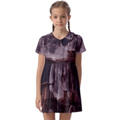 In The Cosmos Moon Sci-fi Space Sky Kids  Asymmetric Collar Dress by Cendanart