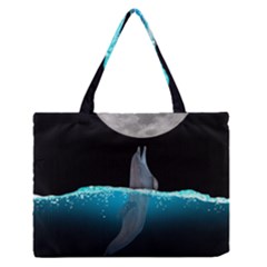 Dolphin Moon Water Zipper Medium Tote Bag by Ndabl3x