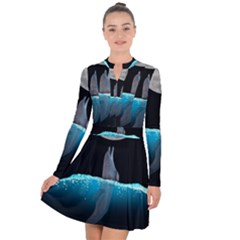 Dolphin Moon Water Long Sleeve Panel Dress by Ndabl3x