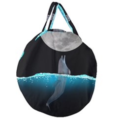 Dolphin Moon Water Giant Round Zipper Tote by Ndabl3x