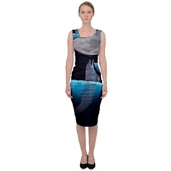 Dolphin Moon Water Sleeveless Pencil Dress