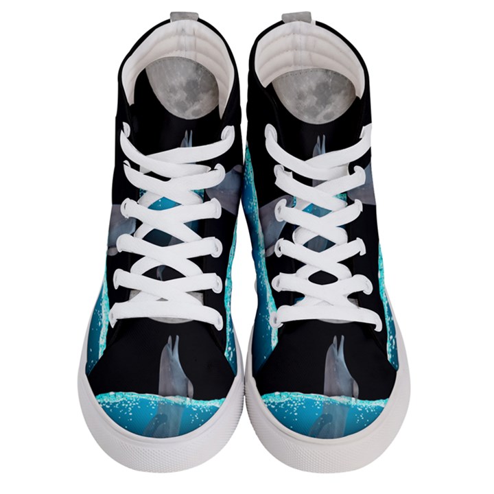 Dolphin Moon Water Men s Hi-Top Skate Sneakers