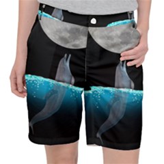 Dolphin Moon Water Women s Pocket Shorts by Ndabl3x