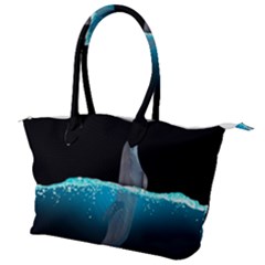 Dolphin Moon Water Canvas Shoulder Bag by Ndabl3x