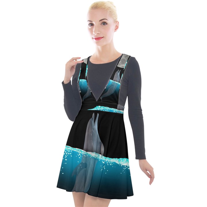 Dolphin Moon Water Plunge Pinafore Velour Dress