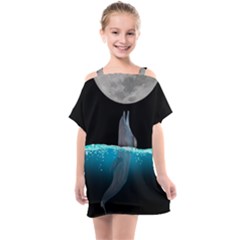 Dolphin Moon Water Kids  One Piece Chiffon Dress by Ndabl3x