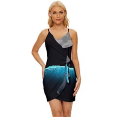 Dolphin Moon Water Wrap Tie Front Dress by Ndabl3x