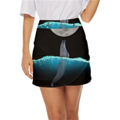 Dolphin Moon Water Mini Front Wrap Skirt by Ndabl3x