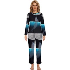 Dolphin Moon Water Womens  Long Sleeve Lightweight Pajamas Set