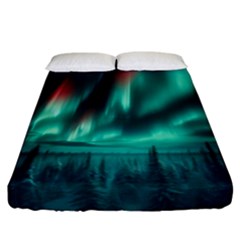 Aurora Borealis Snow Fitted Sheet (california King Size) by Ndabl3x