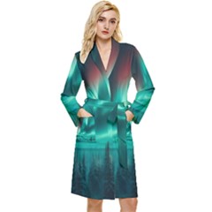 Aurora Borealis Snow Long Sleeve Velvet Robe by Ndabl3x