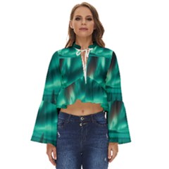 Aurora Borealis Snow Boho Long Bell Sleeve Top by Ndabl3x