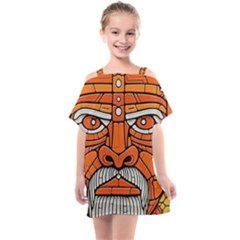 Face Skull Head Art Kids  One Piece Chiffon Dress by Ndabl3x