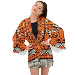 Face Skull Head Art Long Sleeve Kimono by Ndabl3x