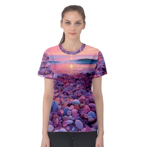 Sea Beach Water Sunset Ocean Women s Sport Mesh T-shirt by Ndabl3x