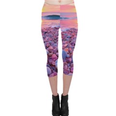 Sea Beach Water Sunset Ocean Capri Leggings  by Ndabl3x