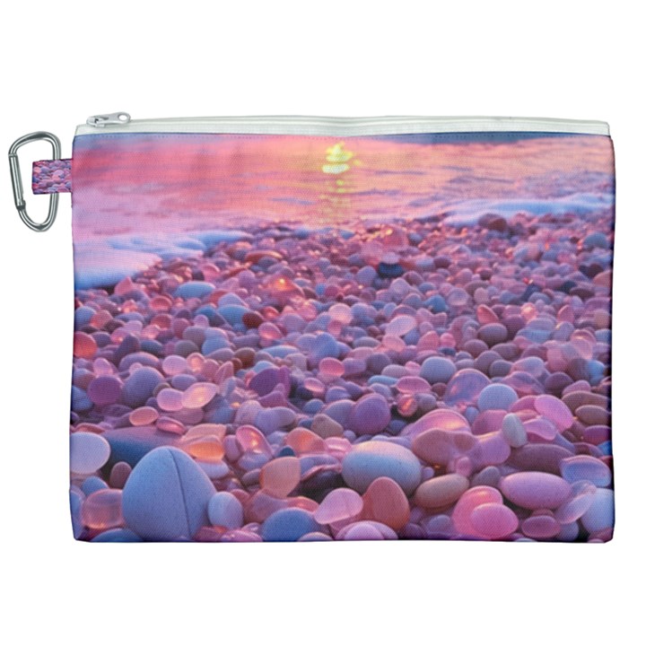 Sea Beach Water Sunset Ocean Canvas Cosmetic Bag (XXL)