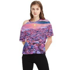 Sea Beach Water Sunset Ocean One Shoulder Cut Out T-shirt by Ndabl3x