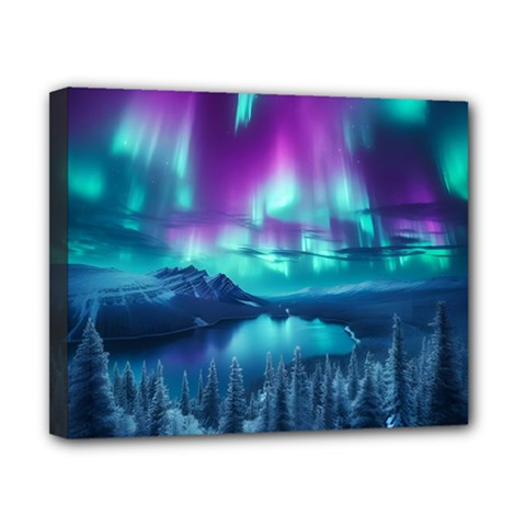 Lake Aurora Borealis Canvas 10  X 8  (stretched) by Ndabl3x