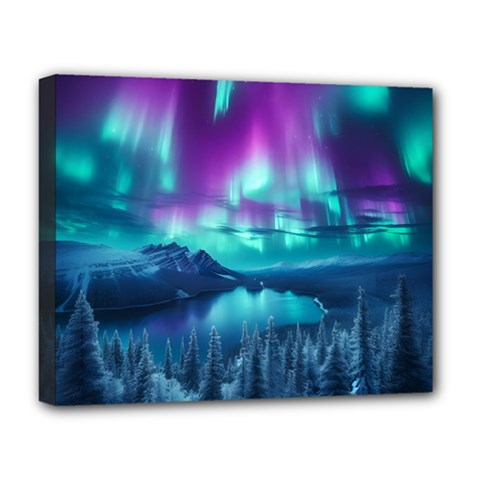 Lake Aurora Borealis Deluxe Canvas 20  X 16  (stretched)