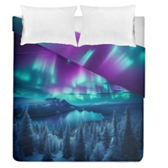 Lake Aurora Borealis Duvet Cover Double Side (queen Size) by Ndabl3x