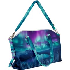 Lake Aurora Borealis Canvas Crossbody Bag by Ndabl3x