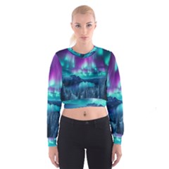 Lake Aurora Borealis Cropped Sweatshirt by Ndabl3x