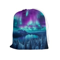 Lake Aurora Borealis Drawstring Pouch (xl) by Ndabl3x