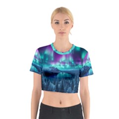 Lake Aurora Borealis Cotton Crop Top by Ndabl3x