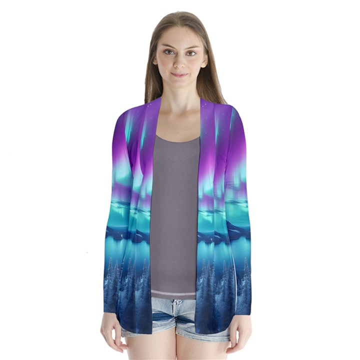 Lake Aurora Borealis Drape Collar Cardigan