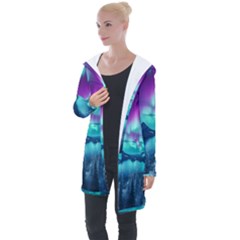 Lake Aurora Borealis Longline Hooded Cardigan by Ndabl3x