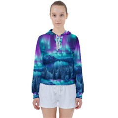 Lake Aurora Borealis Women s Tie Up Sweat by Ndabl3x